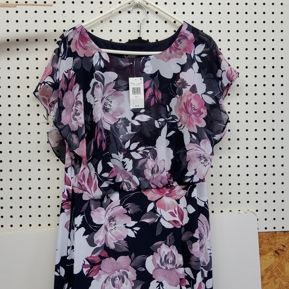 CONNECTED apparel dress size 14 NWT navy mauve floral